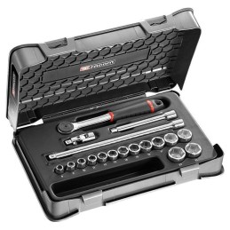 1 pcs - Facom 18-Piece Metric 3/8 in Standard Socket Set with Ratchet, 6 point