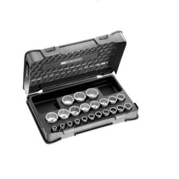 1 pcs - Facom 22-Piece Metric 1/2 in Standard Socket Set , 12 point