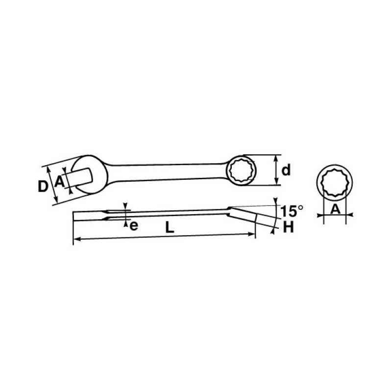 1 pcs - SAM Combination Spanner, 16mm, Metric, Height Safe, Double Ended, 198 mm Overall