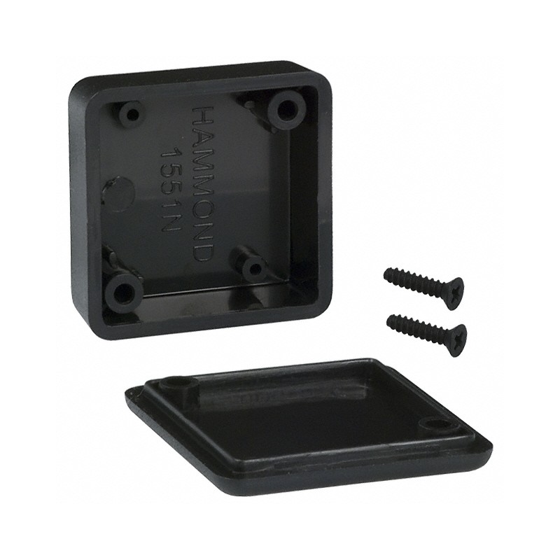 1 pcs : 1551NBK - Box ABS Black Hand Held, Cover Included 1.378' L x 1.378' W (35.00mm x 35.00mm) X 0.591' (15.01mm)