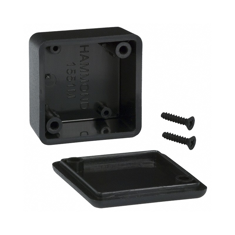 1 pcs : 1551MBK - Box ABS Black Hand Held, Cover Included 1.378' L x 1.378' W (35.00mm x 35.00mm) X 0.787' (19.99mm)
