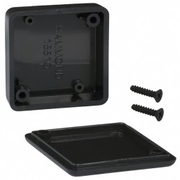 1 pcs : 1551QBK - Box ABS Black Hand Held, Cover Included 1.575' L x 1.575' W (40.00mm x 40.00mm) X 0.591' (15.01mm)