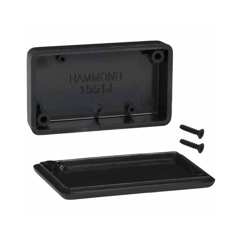 1 pcs : 1551JBK - Box ABS Black Hand Held, Cover Included 2.362' L x 1.378' W (59.99mm x 35.00mm) X 0.591' (15.01mm)