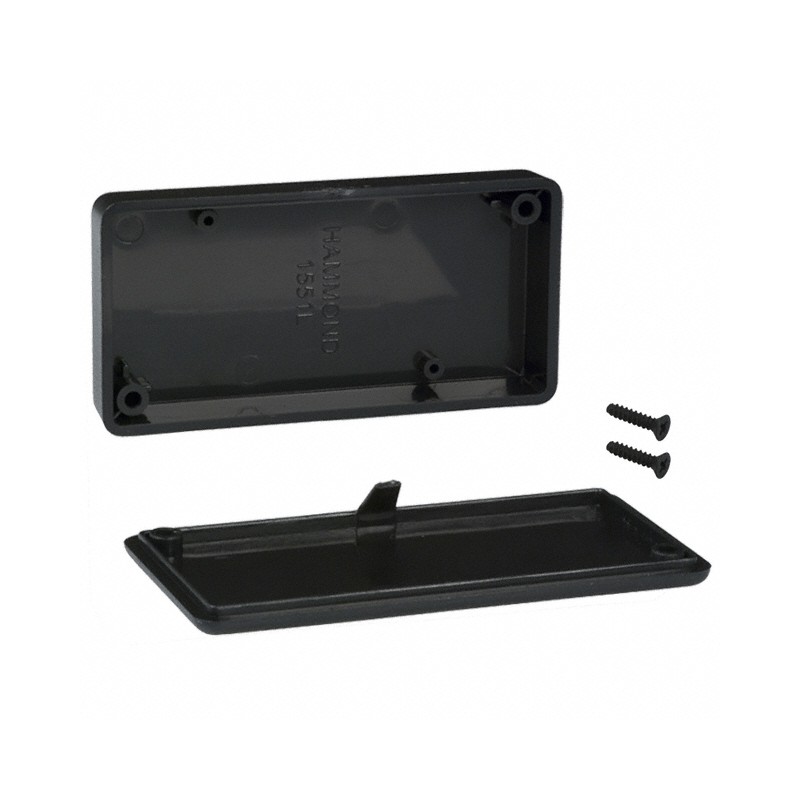 1 pcs : 1551LBK - Box ABS Black Hand Held, Cover Included 3.150' L x 1.575' W (80.00mm x 40.00mm) X 0.591' (15.01mm)