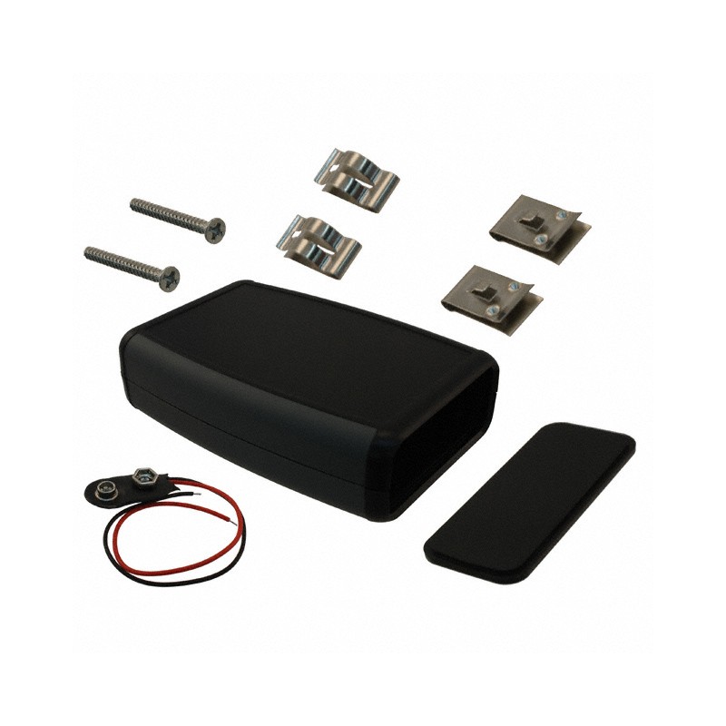 1 pcs : 1553CBKBAT - Box ABS Black Hand Held, Split Sides 4.615' L x 3.109' W (117.22mm x 78.97mm) X 1.260' (32.00mm)