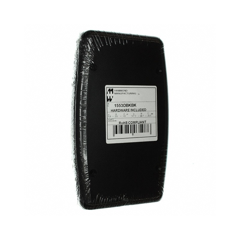 1 pcs : 1553DBKBK - Box ABS Black Hand Held, Split Sides 5.797' L x 3.504' W (147.24mm x 89.00mm) X 0.984' (25.00mm)