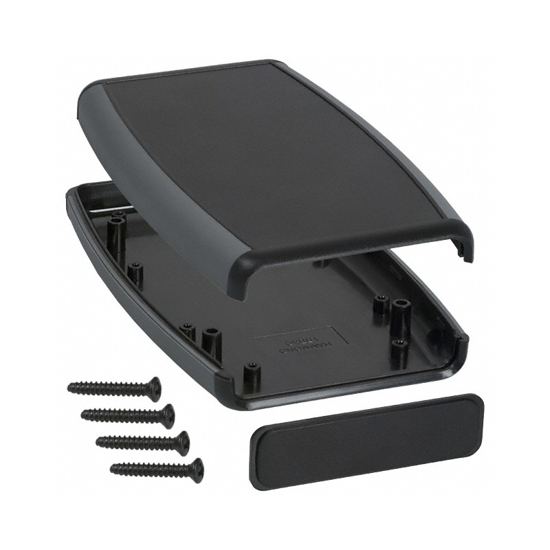 1 pcs : 1553DBK - Box ABS Black Hand Held, Split Sides 5.797' L x 3.504' W (147.24mm x 89.00mm) X 0.984' (25.00mm)