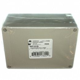 1 pcs : RP1215 - Box ABS Gray Cover Included 5.709' L x 4.131' W (145.01mm x 104.93mm) X 2.559' (65.00mm)