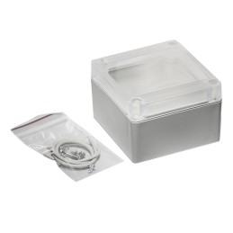 1 pcs : RP1065C - Box ABS Gray, Clear Cover/Door Cover Included 3.366' L x 3.168' W (85.50mm x 80.47mm) X 2.165' (55.00mm)
