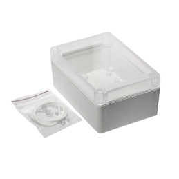 1 pcs : RP1135C - Box ABS Gray, Clear Cover/Door Cover Included 4.941' L x 3.363' W (125.50mm x 85.42mm) X 2.165' (55.00mm)