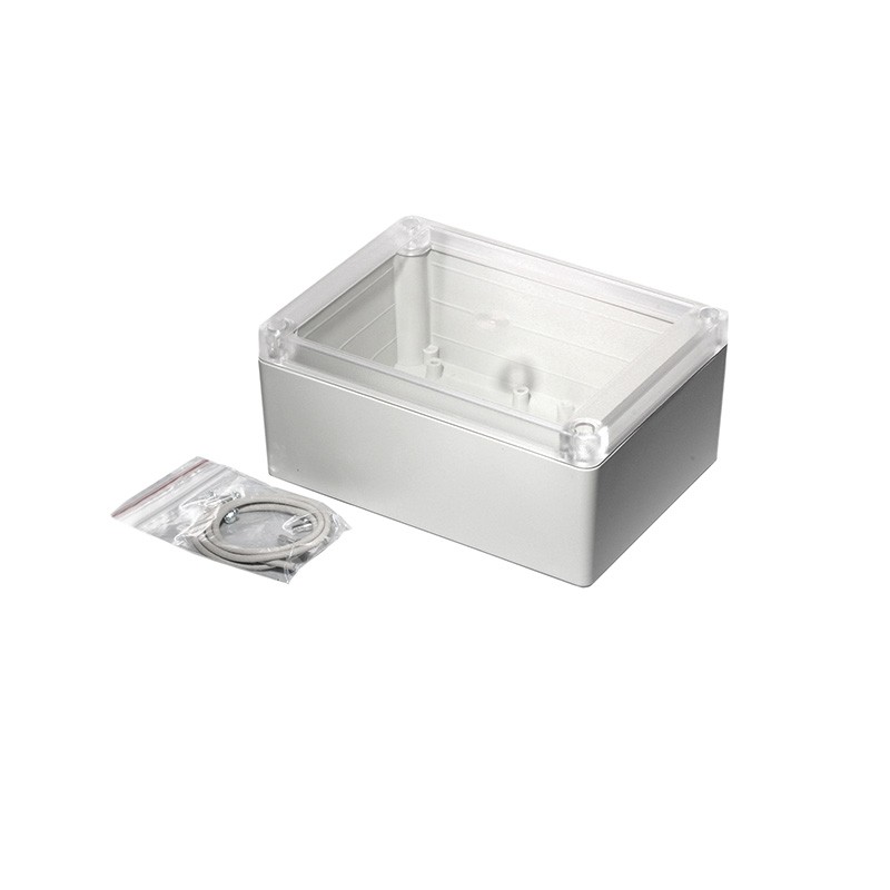 1 pcs : RP1215C - Box ABS Gray, Clear Cover/Door Cover Included 5.709' L x 4.131' W (145.01mm x 104.93mm) X 2.559' (65.00mm)