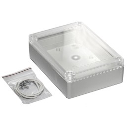 1 pcs : RP1205C - Box ABS Gray, Clear Cover/Door Cover Included 5.709' L x 4.134' W (145.01mm x 105.00mm) X 1.772' (45.00mm)