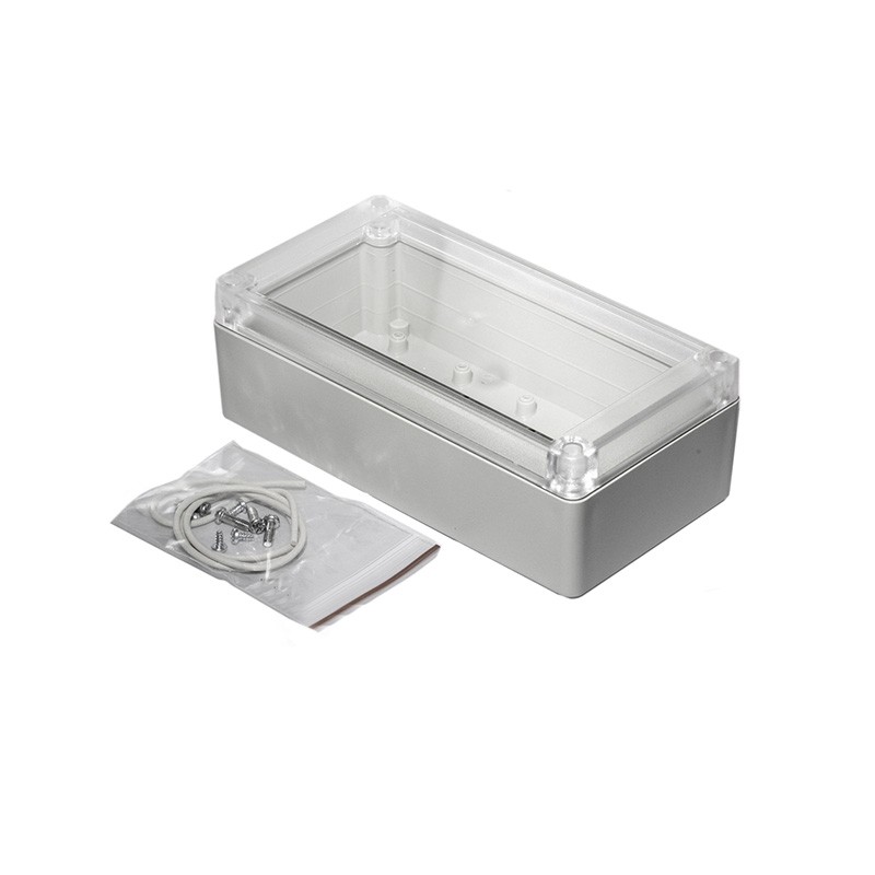 1 pcs : RP1175C - Box ABS Gray, Clear Cover/Door Cover Included 6.535' L x 3.390' W (165.99mm x 86.11mm) X 2.165' (55.00mm)