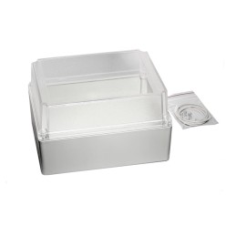 1 pcs : RP1385C - Box ABS Gray, Clear Cover/Door Cover Included 7.350' L x 5.787' W (186.69mm x 146.99mm) X 4.331' (110.00mm)