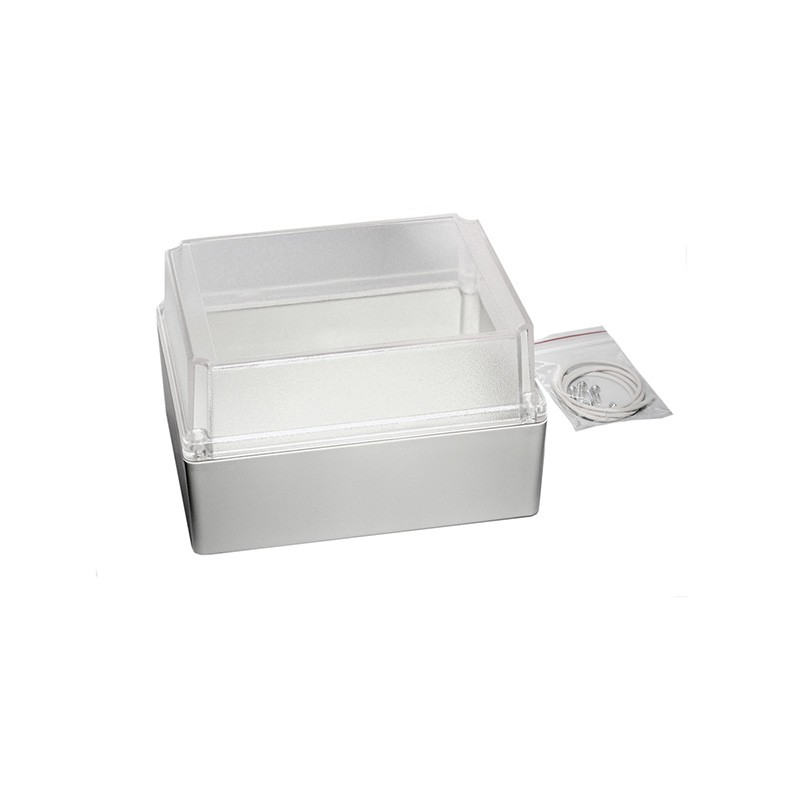 1 pcs : RP1385C - Box ABS Gray, Clear Cover/Door Cover Included 7.350' L x 5.787' W (186.69mm x 146.99mm) X 4.331' (110.00mm)