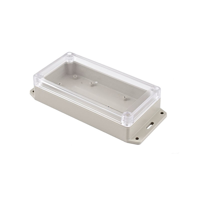 1 pcs : RP1165BFC - Box ABS Gray, Clear Cover/Door Cover Included 7.680' L x 3.440' W (195.07mm x 87.38mm) X 1.570' (39.88mm)