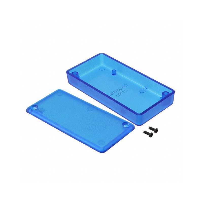 1 pcs : 1551LTBU - Box ABS Translucent - Blue Hand Held, Cover Included 3.150' L x 1.575' W (80.00mm x 40.00mm) X 0.591' (15.01m