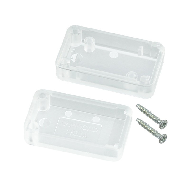 1 pcs : 1551ACLR - Box ABS Translucent - Clear Split Sides 1.380' L x 0.790' W (35.05mm x 20.07mm) X 0.610' (15.49mm)
