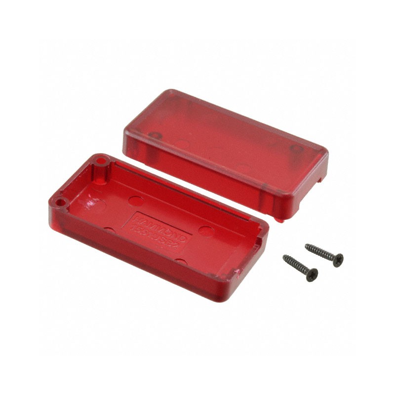 1 pcs : 1551USB2TRD - Box ABS Translucent - Red Hand Held, Split Sides 1.969' L x 0.984' W (50.00mm x 25.00mm) X 0.610' (15.50mm