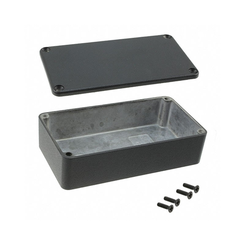 1 pcs : 1590BBK - Box Aluminum Black Cover Included 4.409' L x 2.382' W (111.99mm x 60.50mm) X 1.220' (30.99mm)
