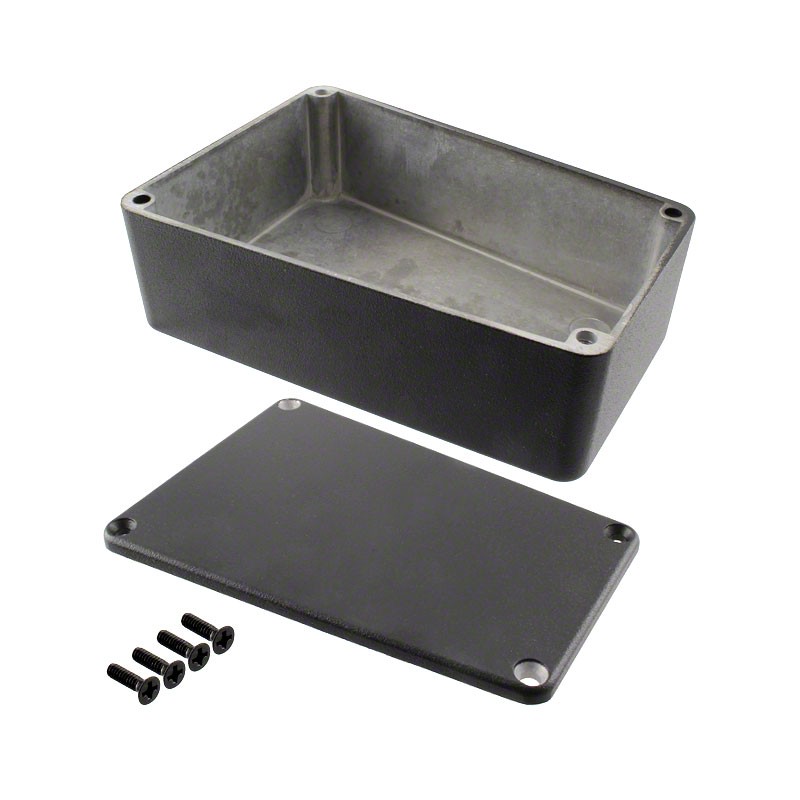 1 pcs : 1590TRPBBK - Box Aluminum Black Cover Included 4.409' L x 3.109' W (111.99mm x 78.97mm) X 1.543' (39.19mm)