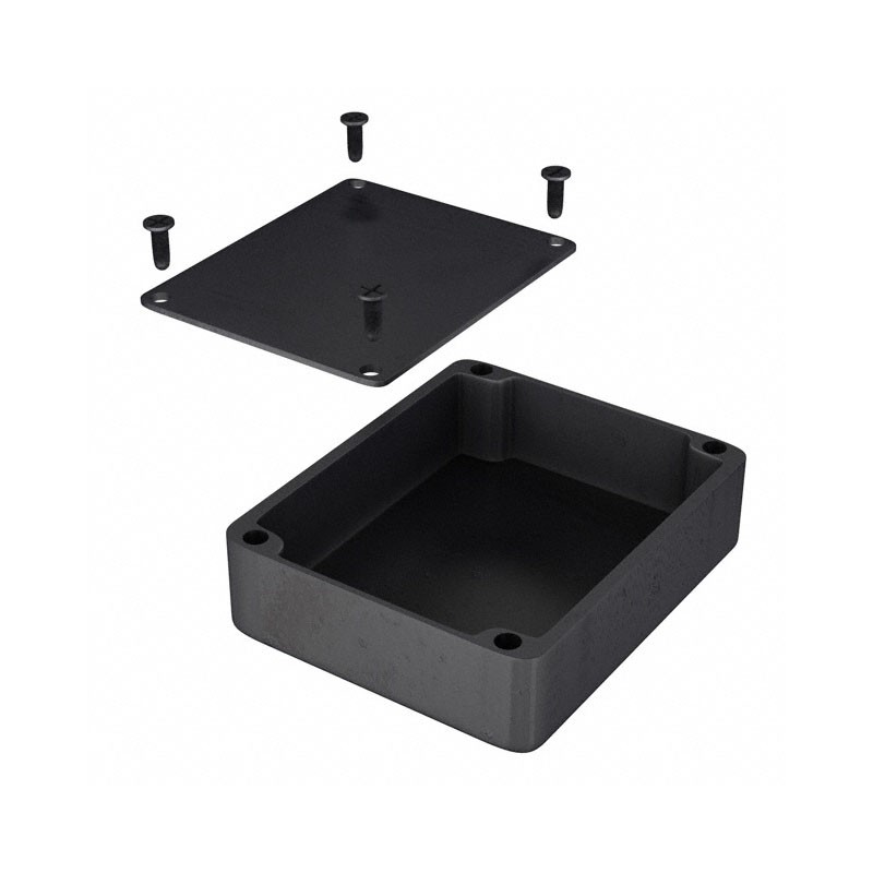 1 pcs : 1550MBK - Box Aluminum Black Cover Included 4.740' L x 3.953' W (120.40mm x 100.41mm) X 1.394' (35.41mm)
