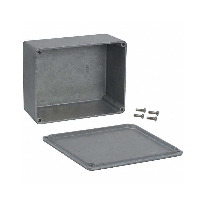 1 pcs : 1590C - Box Aluminum Unpainted Cover Included 4.705' L x 3.701' W (119.50mm x 94.00mm) X 2.224' (56.50mm)