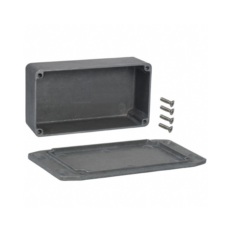 1 pcs : 1590N1FL - Box Aluminum Unpainted Cover Included 4.764' L x 2.598' W (121.01mm x 65.99mm) X 1.555' (39.50mm)