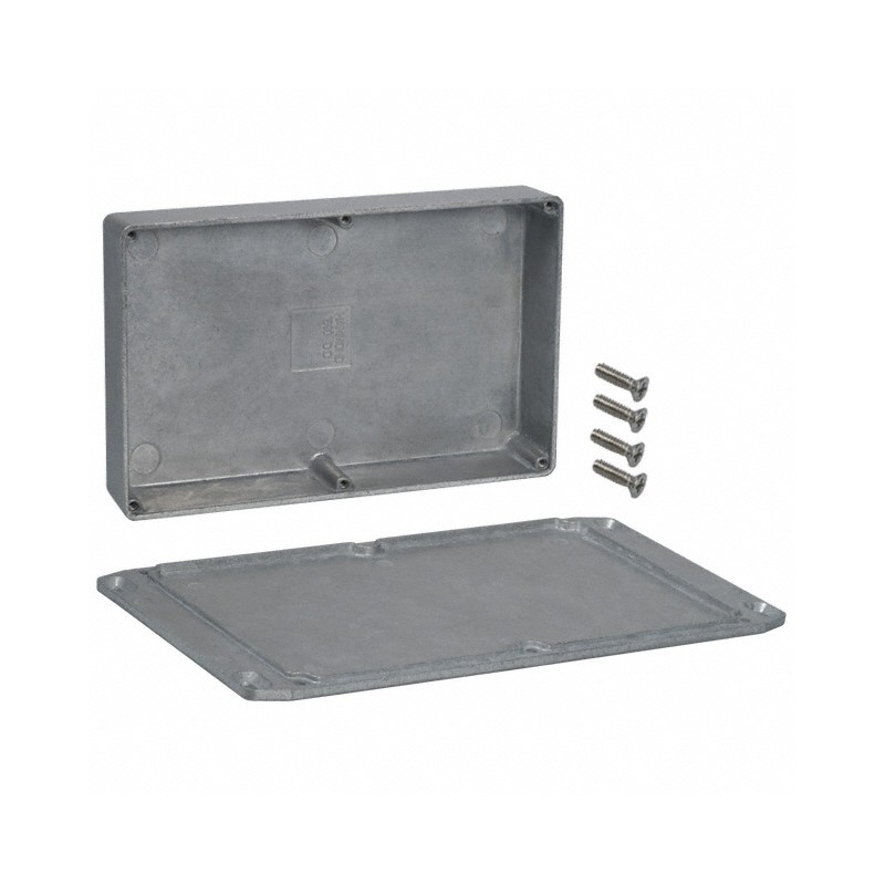 1 pcs : 1590DDFL - Box Aluminum Unpainted Cover Included 7.402' L x 4.724' W (188.01mm x 119.99mm) X 1.525' (38.74mm)