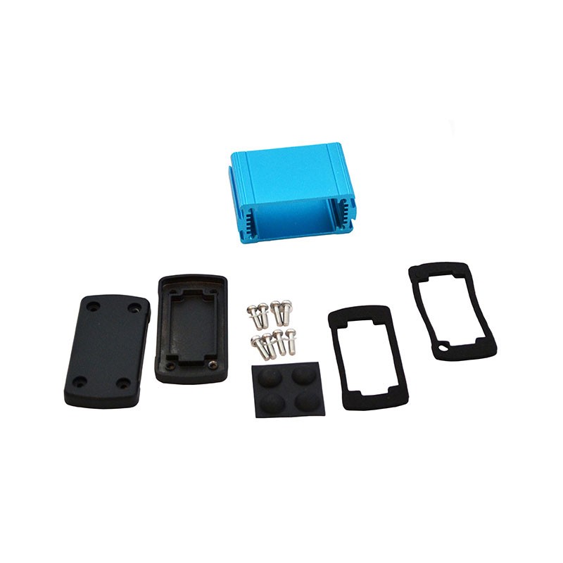 1 pcs : EXN-23350-BL - Box Metal, Aluminum Black, Blue End Panel(s) 2.705' L x 1.929' W (68.70mm x 49.00mm) X 1.386' (35.20mm)