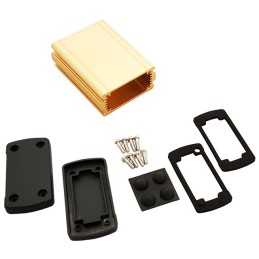 1 pcs : EXN-23351-GD - Box Metal, Aluminum Black, Gold End Panel(s) 3.504' L x 2.705' W (89.00mm x 68.70mm) X 1.386' (35.20mm)