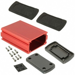 1 pcs : EXN-23351-RD - Box Metal, Aluminum Black, Red End Panel(s) 3.504' L x 2.705' W (89.00mm x 68.70mm) X 1.386' (35.20mm)