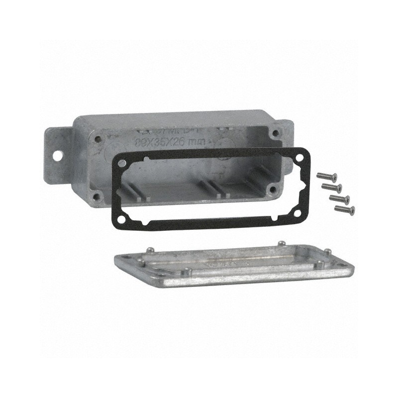 1 pcs : CN-6702 - Box Metal, Aluminum Natural Cover Included 3.520' L x 1.380' W (89.41mm x 35.05mm) X 1.207' (30.66mm)