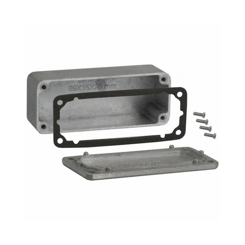 1 pcs : CN-5702 - Box Metal, Aluminum Natural Cover Included 3.520' L x 1.380' W (89.41mm x 35.05mm) X 1.224' (31.09mm)