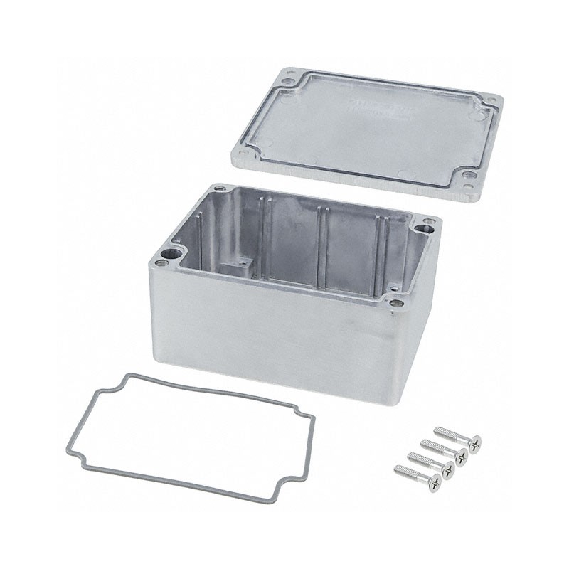 1 pcs : AN-1304-A - Box Metal, Aluminum Natural Cover Included 4.535' L x 3.543' W (115.19mm x 89.99mm) X 2.165' (55.00mm)