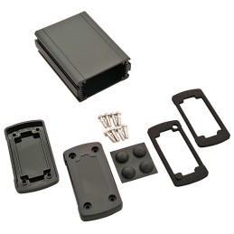 1 pcs : EXN-23351-BKP - Box Metal, Aluminum with Plastic, Polycarbonate Panels Black End Panel(s) 3.504' L x 2.705' W (89.00mm x