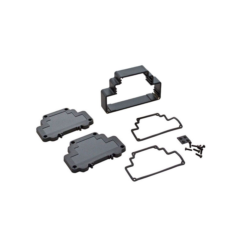 1 pcs : DMX-4776-B - Box Metal, Aluminum with Plastic, Polycarbonate Panels Black End Panel(s) 3.871' L x 1.079' W (98.33mm x 27