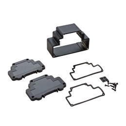 1 pcs : DMX-4777-B - Box Metal, Aluminum with Plastic, Polycarbonate Panels Black End Panel(s) 3.871' L x 1.728' W (98.33mm x 43