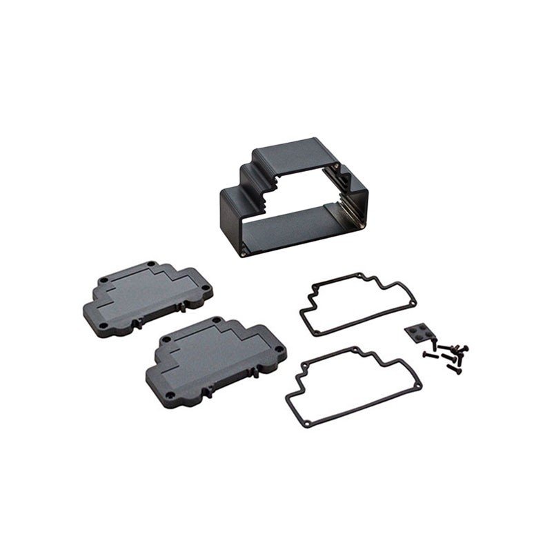 1 pcs : DMX-4777-B - Box Metal, Aluminum with Plastic, Polycarbonate Panels Black End Panel(s) 3.871' L x 1.728' W (98.33mm x 43