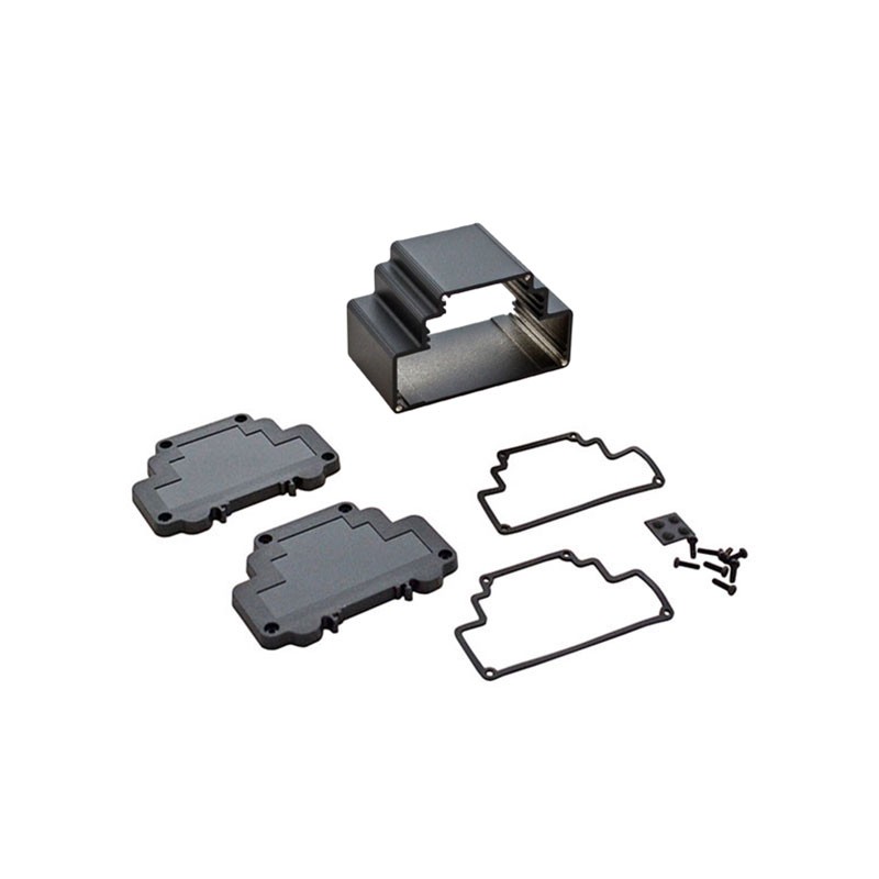 1 pcs : DMX-4778-B - Box Metal, Aluminum with Plastic, Polycarbonate Panels Black End Panel(s) 3.871' L x 2.382' W (98.33mm x 60