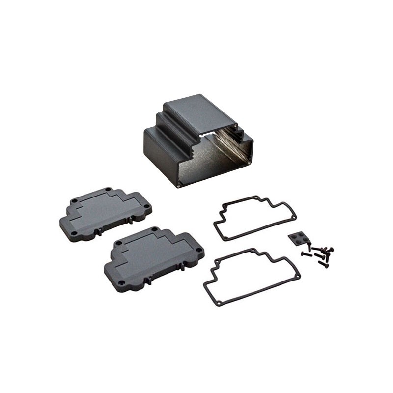 1 pcs : DMX-4779-B - Box Metal, Aluminum with Plastic, Polycarbonate Panels Black End Panel(s) 3.871' L x 3.079' W (98.33mm x 78