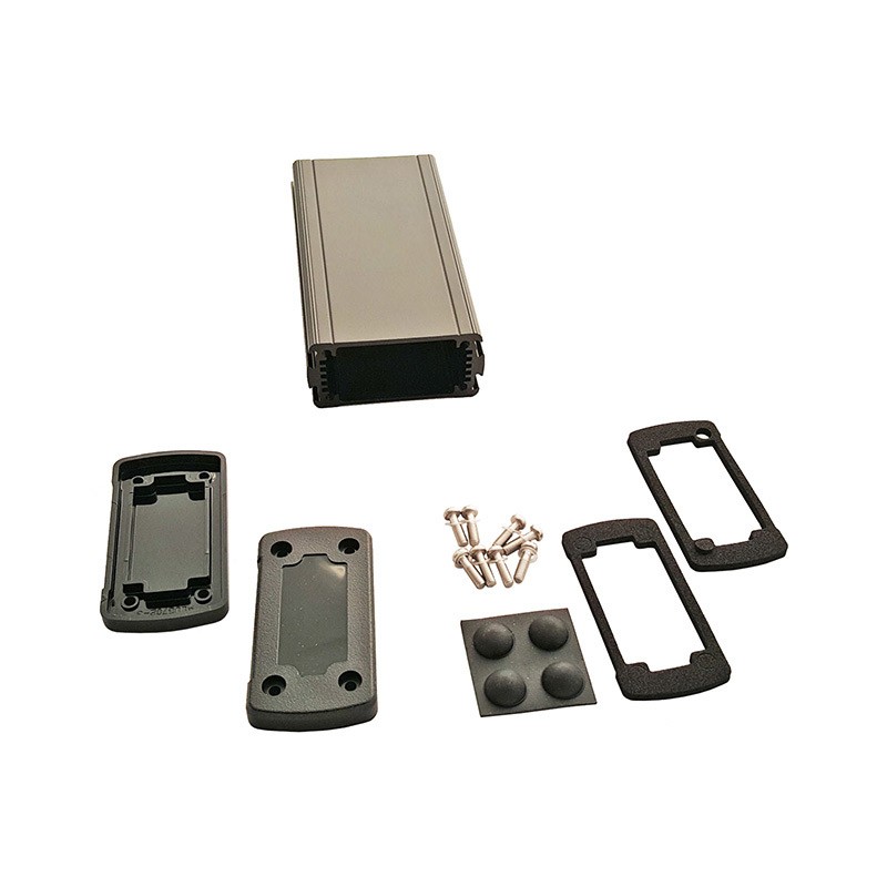 1 pcs : EXN-23352-BKP - Box Metal, Aluminum with Plastic, Polycarbonate Panels Black End Panel(s) 5.079' L x 2.705' W (129.00mm 