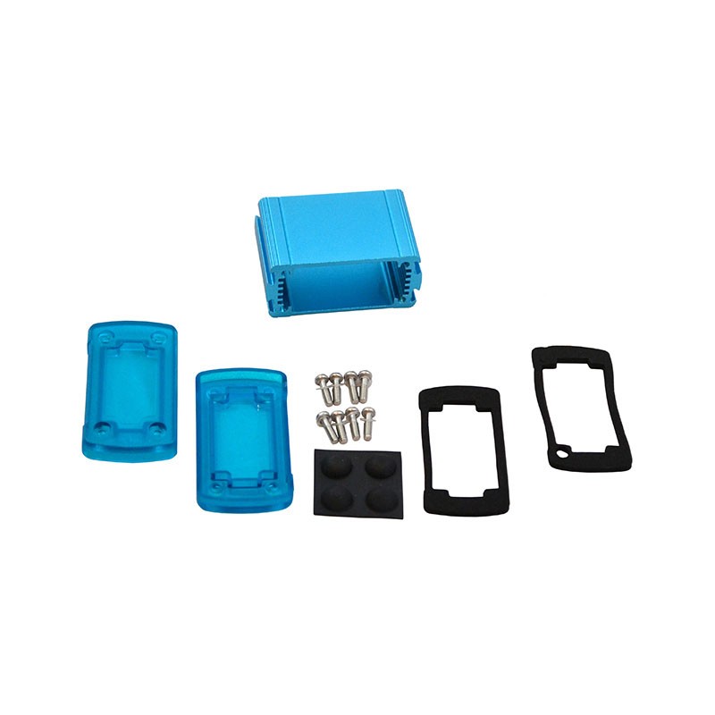 1 pcs : EXN-23350-BLP - Box Metal, Aluminum with Plastic, Polycarbonate Panels Blue, Translucent Blue End Panel(s) 2.705' L x 1.