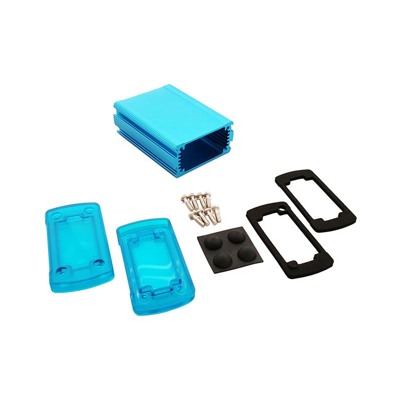 1 pcs : EXN-23351-BLP - Box Metal, Aluminum with Plastic, Polycarbonate Panels Blue, Translucent Blue End Panel(s) 3.504' L x 2.