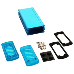 1 pcs : EXN-23352-BLP - Box Metal, Aluminum with Plastic, Polycarbonate Panels Blue, Translucent Blue End Panel(s) 5.079' L x 2.