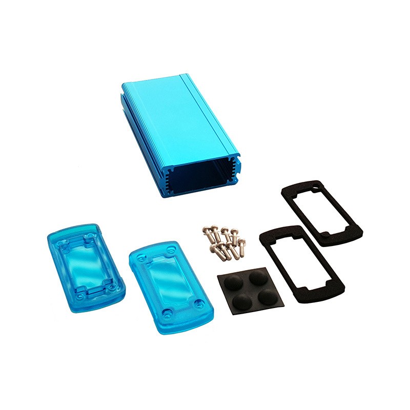 1 pcs : EXN-23352-BLP - Box Metal, Aluminum with Plastic, Polycarbonate Panels Blue, Translucent Blue End Panel(s) 5.079' L x 2.