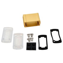 1 pcs : EXN-23350-GDP - Box Metal, Aluminum with Plastic, Polycarbonate Panels Clear, Gold End Panel(s) 2.705' L x 1.929' W (68.