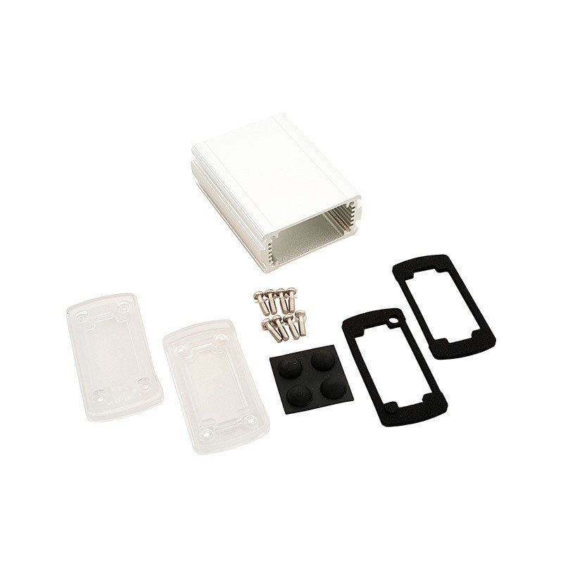 1 pcs : EXN-23351-SVP - Box Metal, Aluminum with Plastic, Polycarbonate Panels Clear, Silver End Panel(s) 3.504' L x 2.705' W (8