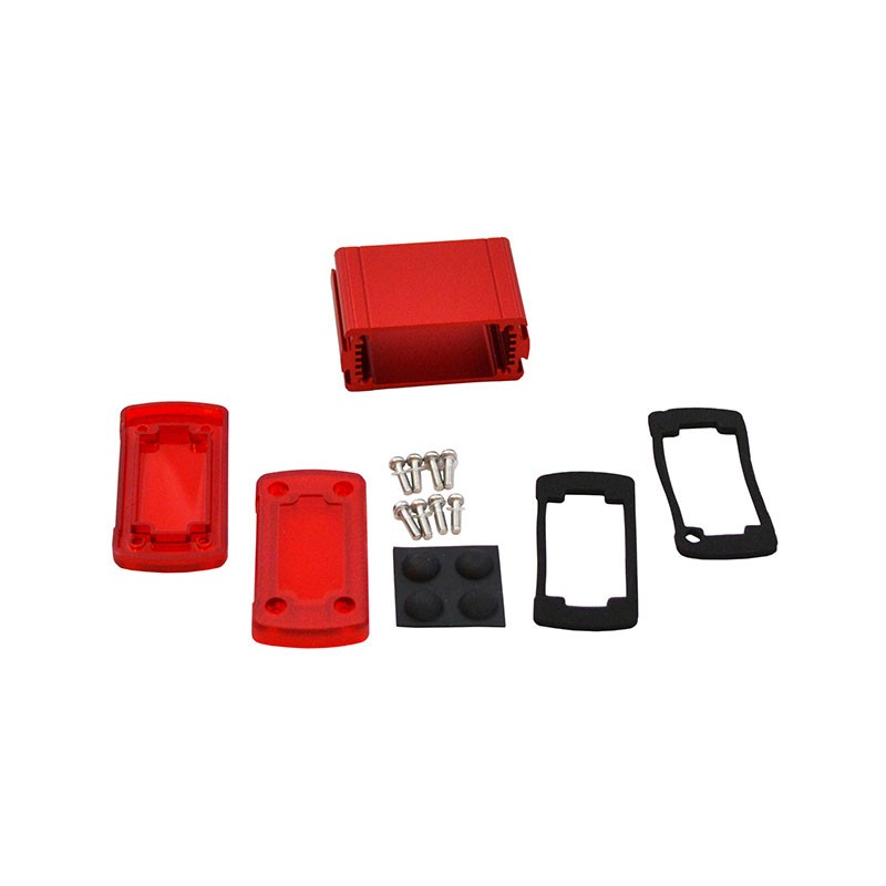 1 pcs : EXN-23350-RDP - Box Metal, Aluminum with Plastic, Polycarbonate Panels Infra-Red, Red End Panel(s) 2.705' L x 1.929' W (