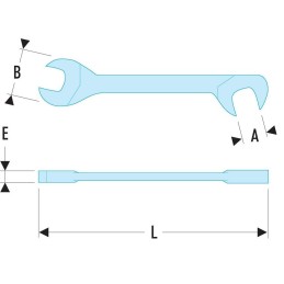 1 pcs - Facom Open Ended Spanner, 12mm, Metric, Double Ended, 120 mm Overall
